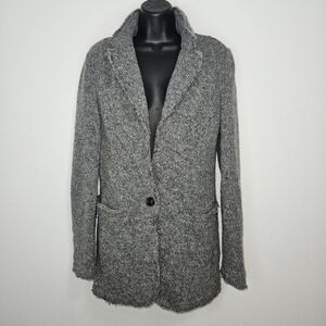 Ottod'Ame Chunky Knit Wool Blend Blazer Women's Sz 8 Grey Raw Edges Italy